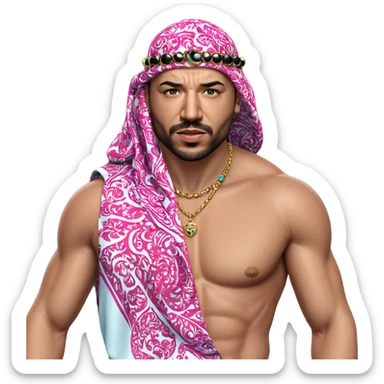 male portrait with jewelry sticker