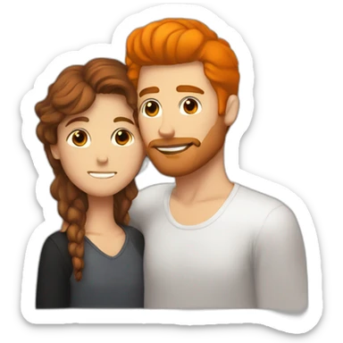 White guy with brown hair color and orange beard kissing a white guy with black hair color sticker