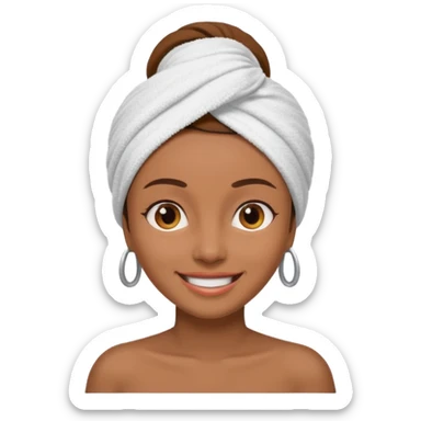 Mujer morena con en toalla en la cabeza sticker