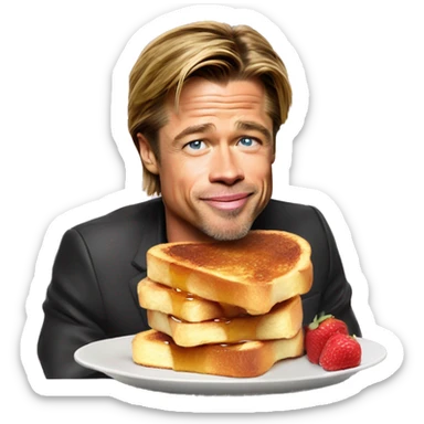 Brad Pitt enjoying french toast sticker