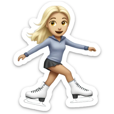 Blonde girl ice skating sticker