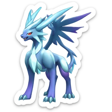  cool edgy shiny colorful godly ethereal Suicune-Dialga-Fakemon full body sticker
