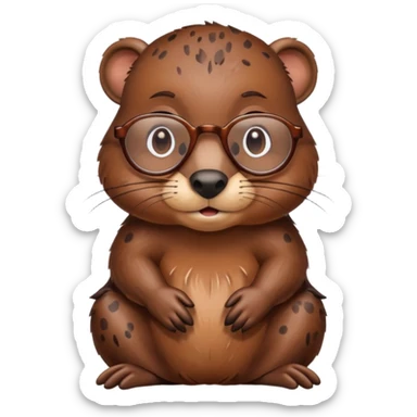 spectacled beaver with clotches sticker
