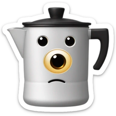Moka pot with concerning eyes sticker