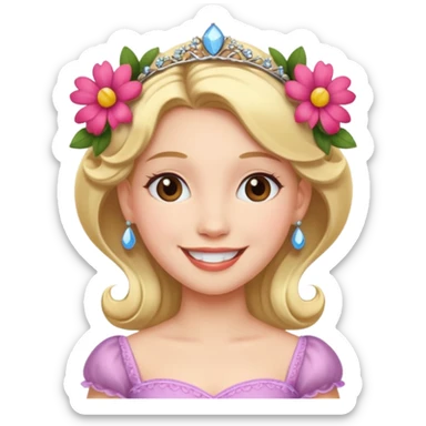 Princess with floral hairpin sticker