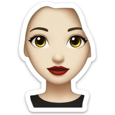green hair,white girl, red lips, looking camera, emo, short hair, black dress sticker