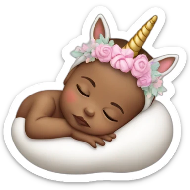 Sleeping Newborn with unicorn headband sticker