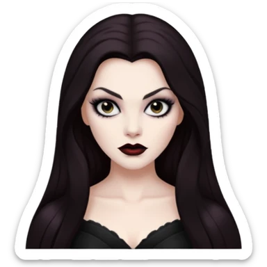 Vampira with long dark brown hair sticker