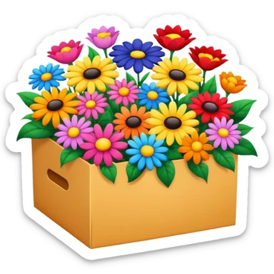 box full of flowers sticker