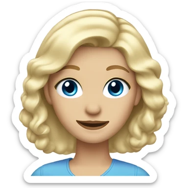 Blonde woman with blue eyes waving sticker