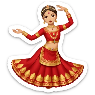 Ghunghroo kathak red and gold small  sticker