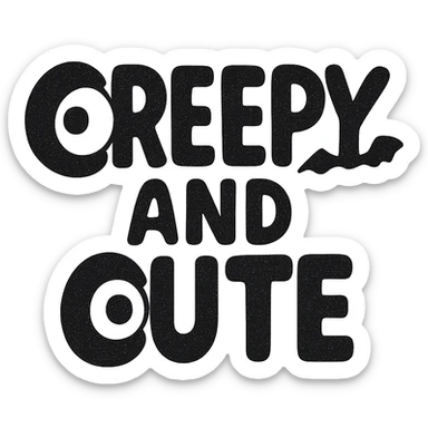 Creepy and cute text sticker