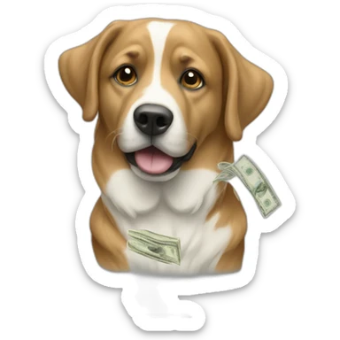 Rich dog money rain sticker