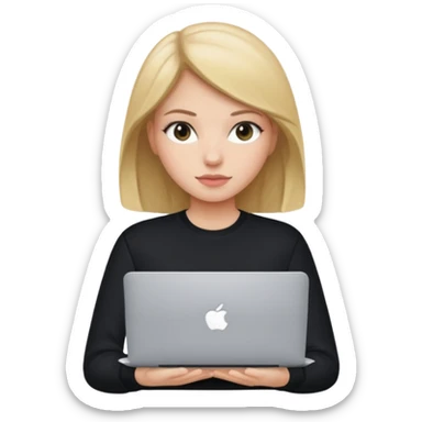 a girl using the mac book air with black sticker