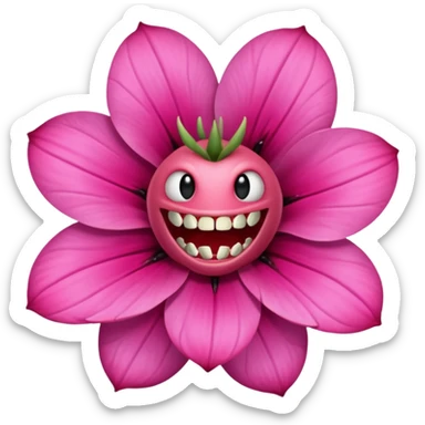  carnivorous pink flower with teeth sticker
