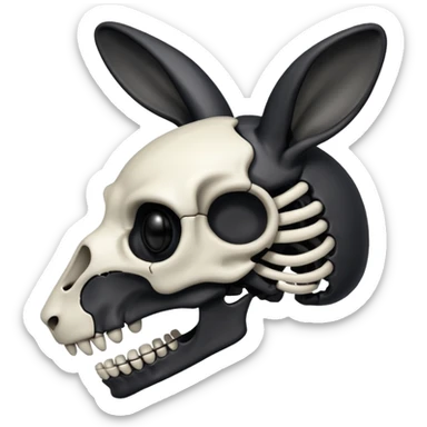 Tête de lapin squelette noire de profil avec des G à la place des yeux  sticker