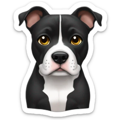 Staffi femmelle noir avec des chaussettes blanche  sur le bas de ses pattes ses  pattes sticker