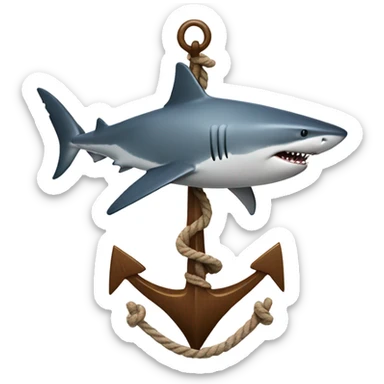Shark Surfing an anchor sticker