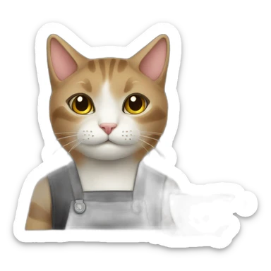 Barista Cat in Coffee Shop sticker