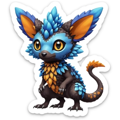 Cute cool realistic colorful exotic Trico-Protogen-Fakémon-Pokémon-Vernid-Fionbri-hybrid-creature dark (full body) sticker