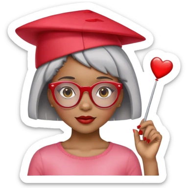 Light skinned Black girl with red glasses short natural gray haircut celebrating Valentine’s Day  sticker