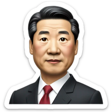 xijinping, asian middle age in suit with a little Crooked neck sticker