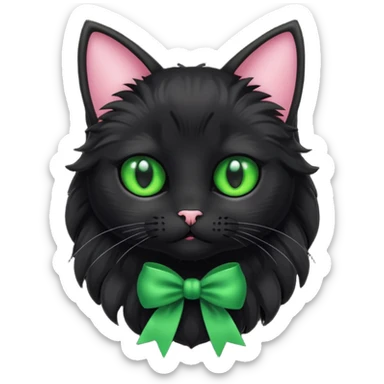 black cat with bows sticker
