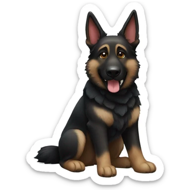 dark brindle colored german shepherd with a panda toy in its mouth sticker
