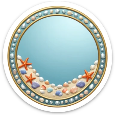 Mirror with tiny seashells  sticker