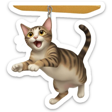 Cat swinging from the ceiling sticker