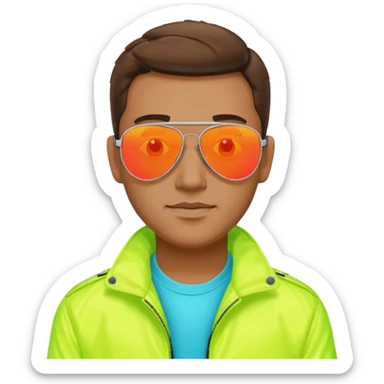 Neon theme man wearing reflective aviator sunglasses sticker
