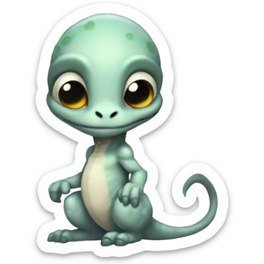 Chibi, White, Anthro-Sona-Lizard-Alien-Fakémon, Full Body sticker