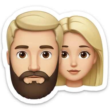 Blonde man with beard and dark brown bob woman sticker