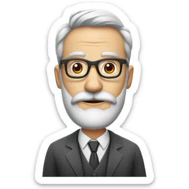 profesor de ingles, calvo, con barba pero no muy frondosa, y con gafas sticker