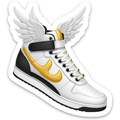 white winged sneakers mid air sticker