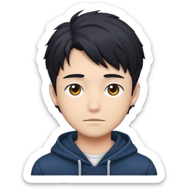 A dark anime-style illustration of a young man sticker