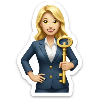 female realtor holding a big key sticker