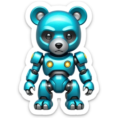 glitter mech bear cian cyberpunk sticker