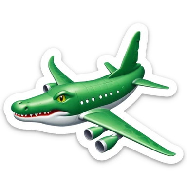Ein ein Flugzeug mit einen Krokodil Kopf was im Himmel fliegt  sticker