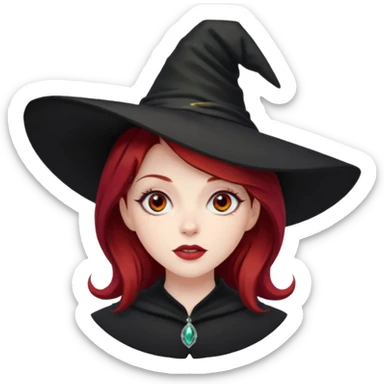 Dark blood Red haired witch, sassy, rolling eyes upwards rude sticker