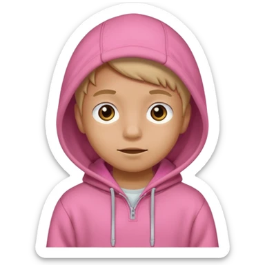 Kid Boy in pink hoodie  sticker