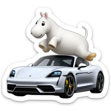 Moomintroll riding porsche taycan turbo s sticker