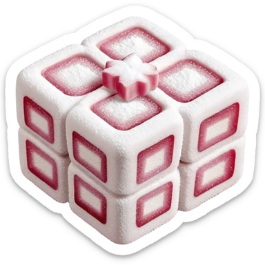 Turkish Delight Cinematic Realistic Turkish Delight Dessert Emoji, depicted as a single, delicate piece of Turkish delight dusted with powdered sugar, rendered with intricate textures and soft, inviting lighting. sticker