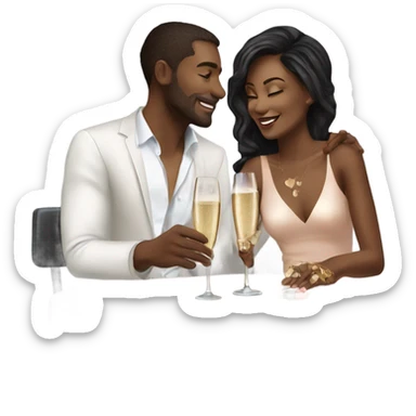 Romantic date for beautiful fashionable couple drinking champagne  sticker