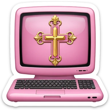 make a catholic computer with very girly pink tones sticker
