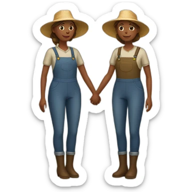 two female farmers holding hands sticker