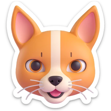 3D style animal ear like a cat or dog sticker