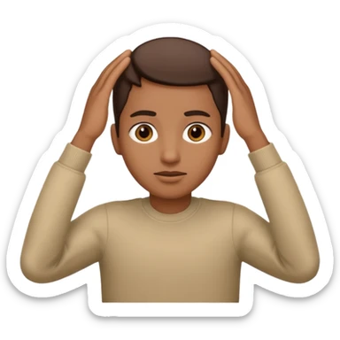 🥷🏽: inspire toi de cet emoji faisant en sorte qu’il est les mains sur les deux côtés de la tête  sticker