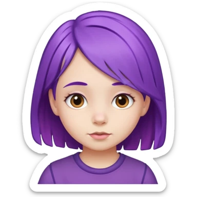 little girl with purple hair sticker