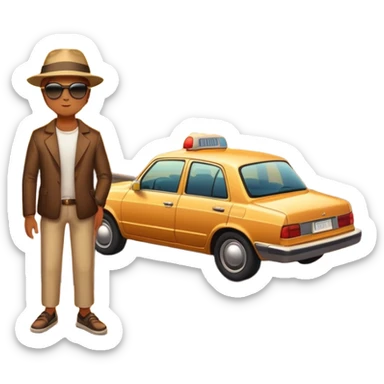 A parked car rests on the side of a long with a person outside , empty road stretching toward a golden sunset. The sky glows with warm colors, and the landscape ahead feels open, peaceful, and full of promise. love  sticker